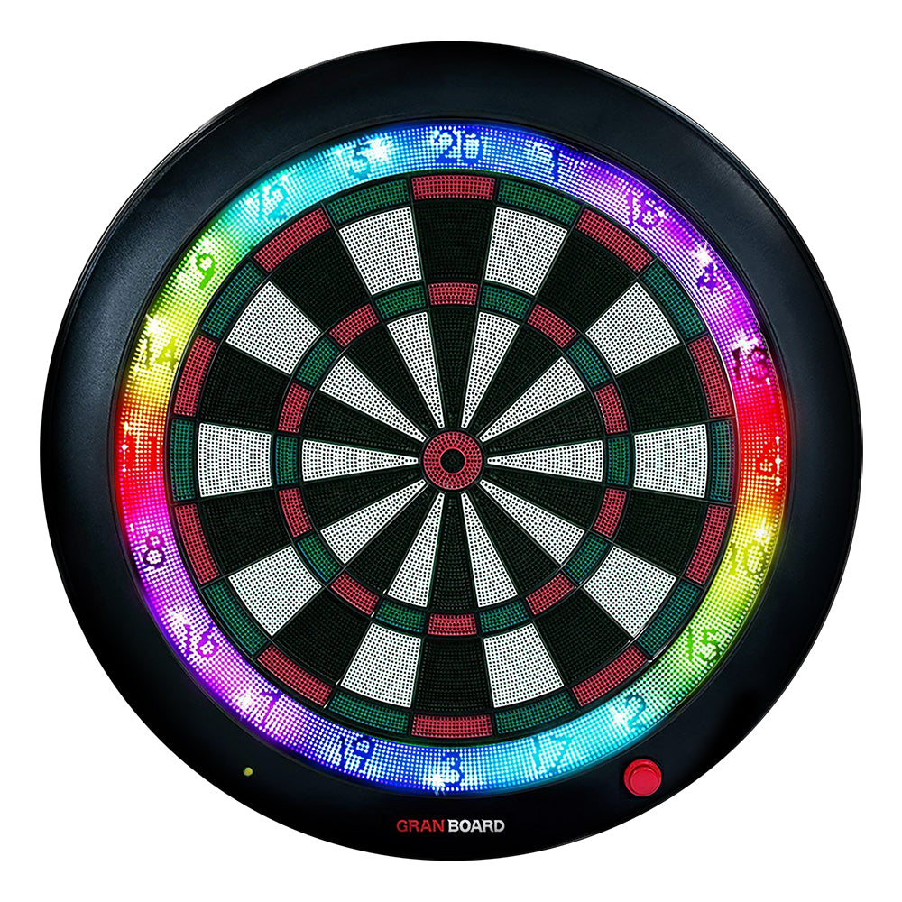 Granboard 3S LED soft tip dartboard for home use that easily links to smartphone. Green color pictured here. グランボード3s